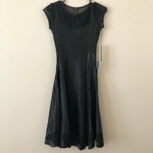 Komarov black dress with lace details NWT